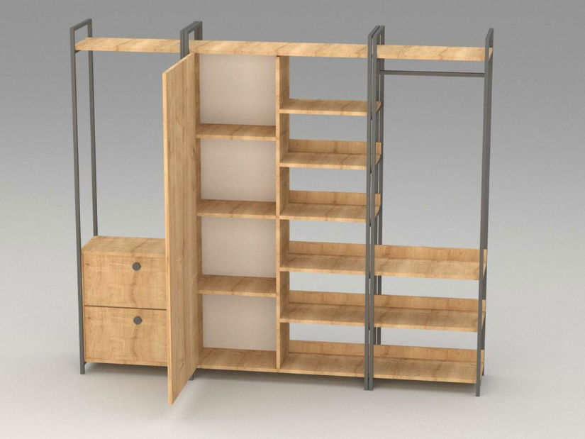 Šatní skříň Oppi (dub + černá)