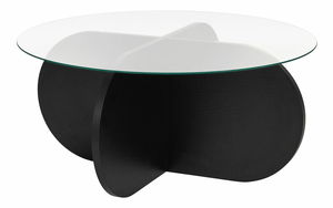 Konferenční stolek Aorte (černé dřevo + sklo)