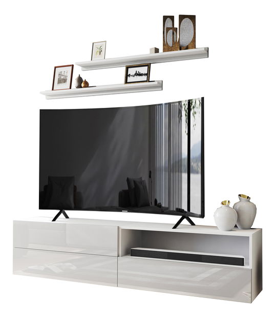 Obývací stěna Berny 37 (bílá + bílý lesk)