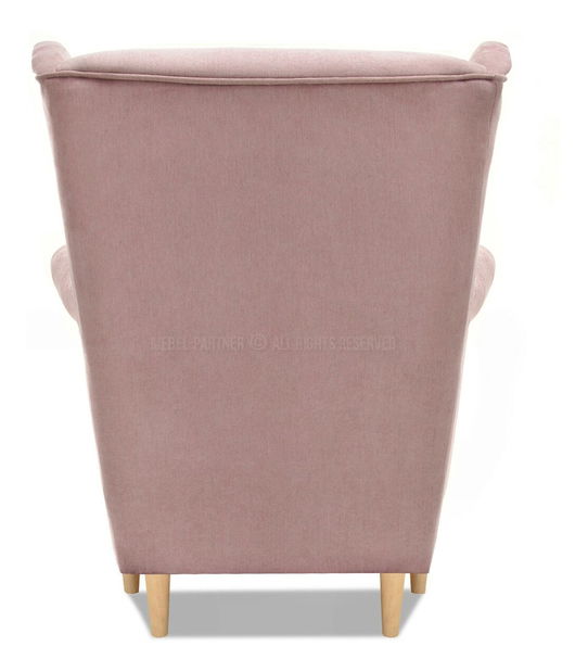 Relaxační křeslo Margis (pudrová růžová + buk)