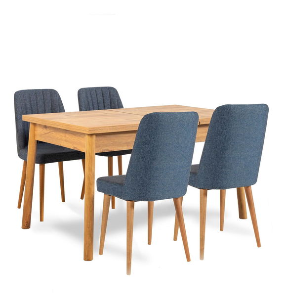 Jídelní set Bimuvo 5 (borovice atlantická + námořnická modrá) (pro 4 osoby)