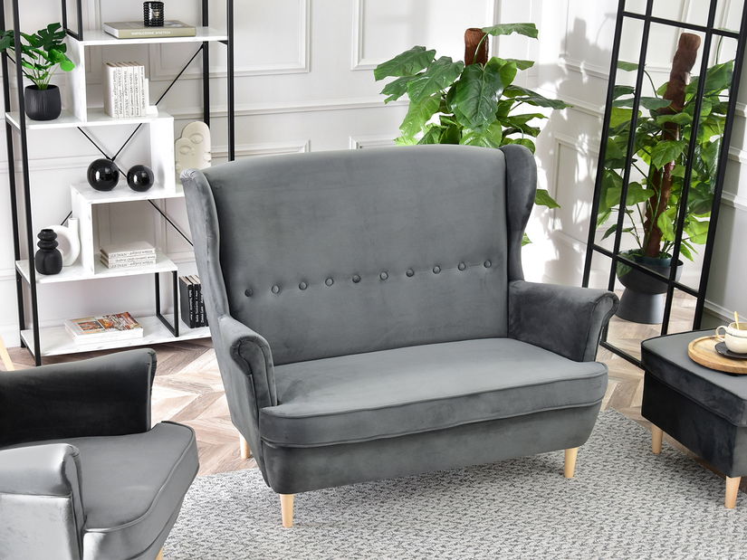 Pohovka dvousedačka ve tvaru ušák Muriera (šedá + černá)