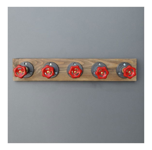 Nástěnný věšák Dupone 11 (ořech + černá + červená)