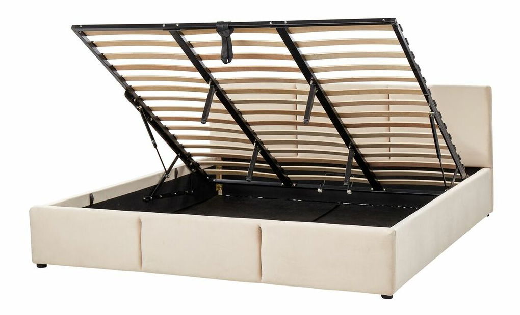 Manželská postel 180 cm Belize (béžová) (s roštem) (s úl. prostorem)