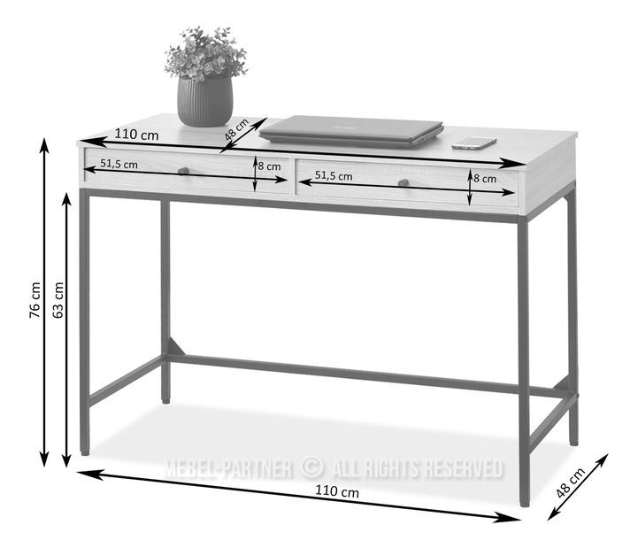 PC stolek Kaplan (dub + černá)