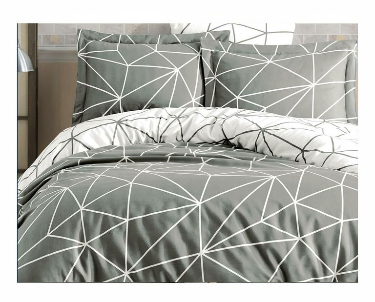 Ložní prádlo 200 x 220 cm Metathron (šedé + bílé)