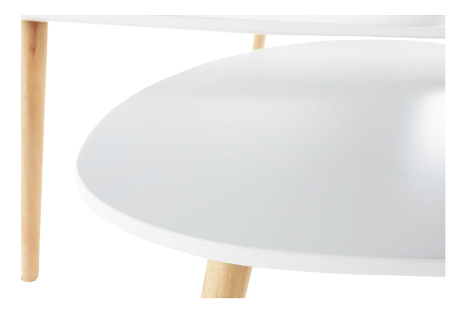 Konferenční stolek Faith (bílá + buk)