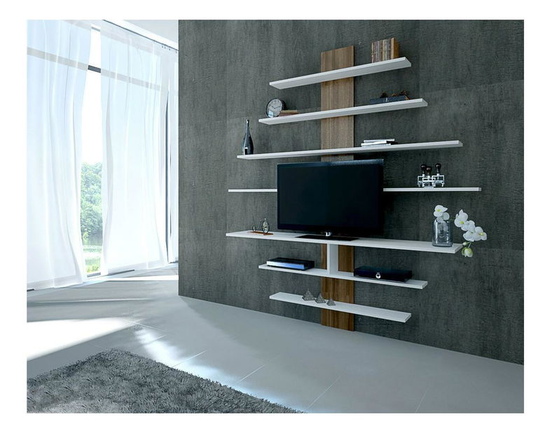 Obývací stěna Ziva 1 (bílá + ořech)