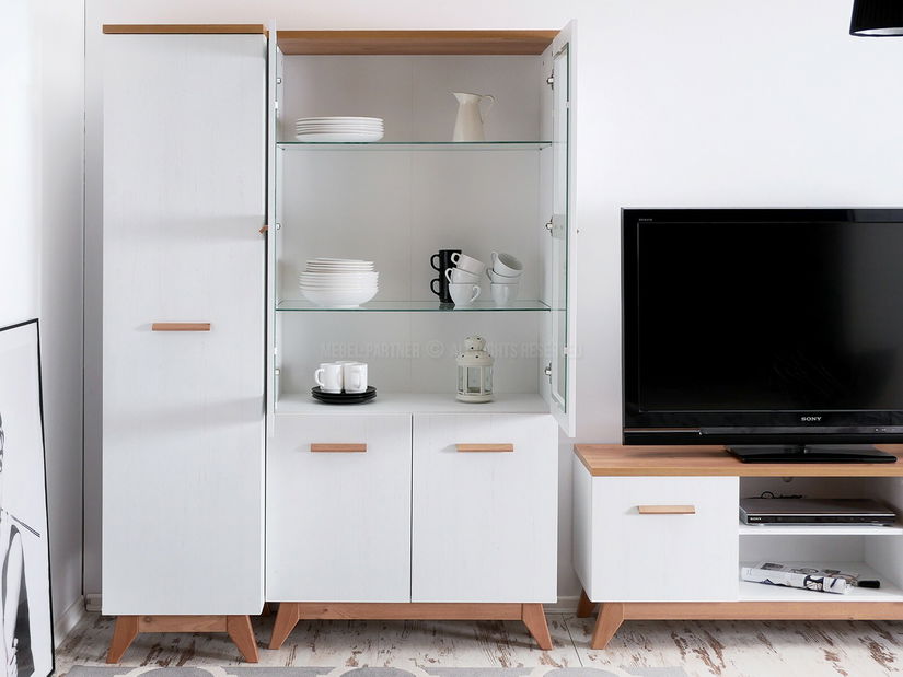 Obývací stěna Bajas 04 (bílá + dub)