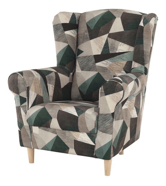 Křeslo ušák Charlie (Holm hnědozelená vzor)