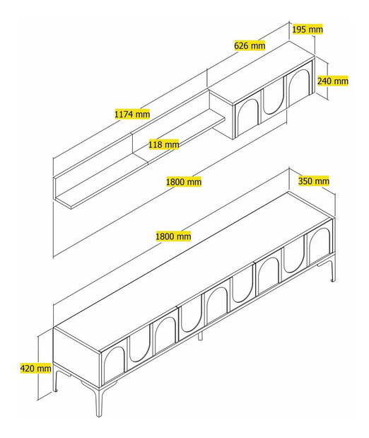 Obývací stěna Bipemu 4 (bílá + černá)