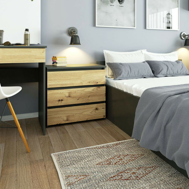 Komoda Cleania CL3 (grafit šedý + dub artisan)