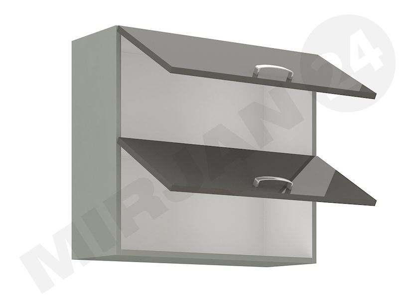 Horní kuchyňská skříňka Milo 80 GU-72 (šedá + šedý lesk)