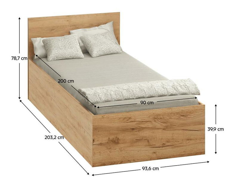 Jednolůžková postel 90 cm Discutibles (dub craft zlatý) (s roštem) (s úl. prostorem)