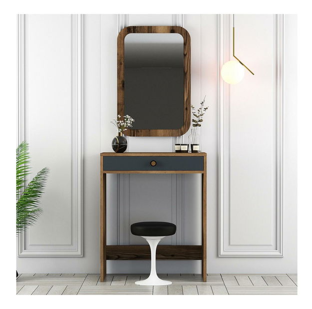 Toaletní stolek Logan 1 (antracit + ořech) (se zrcadlem)