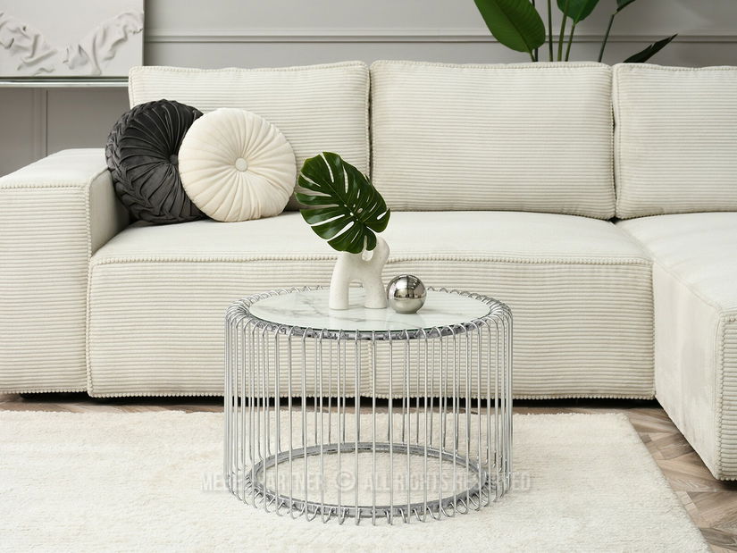 Konferenční stolek Nils M (bílý mramor + chromová)