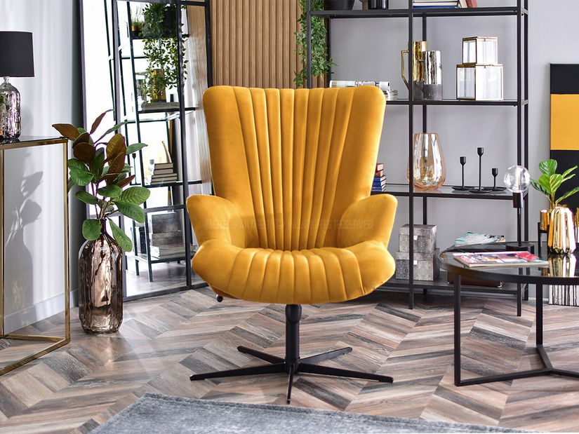 Relaxační křeslo Elesenta (medová + černá)