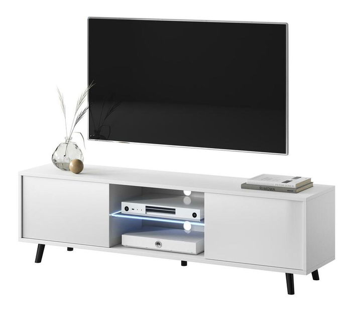 TV skříňka/stolek Leiros (s osvětlením) (bílá)