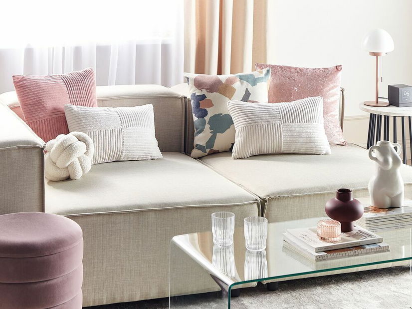 Sada 2 ozdobných polštářů 47 x 27 cm Milie (bílá)