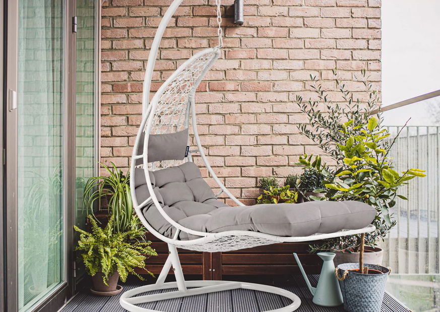 Závěsné křeslo Cleopatra (bílá + světle šedá)