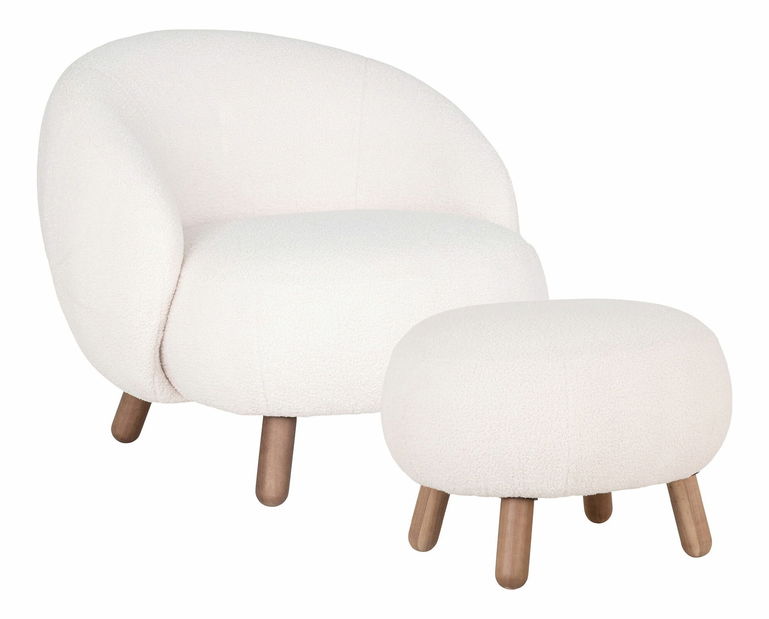 Křeslo s taburetkou Siateriaina 2 (bílá)