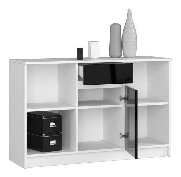 Komoda Briar (bílá + lesk černý)