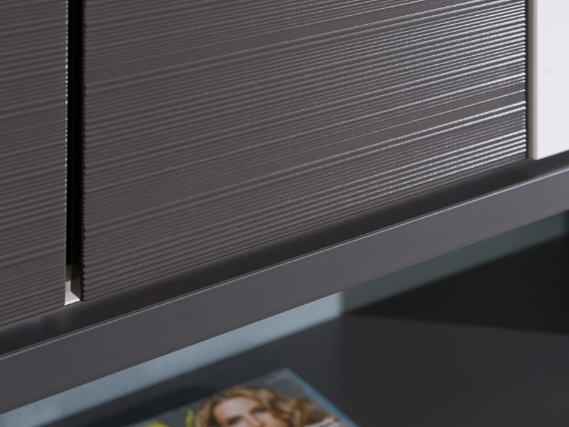 Obývací stěna Decodom Brooklyn Kombinace 01 (bílá arctic vysoký lesk + grafit)