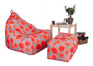 Sedací pytel s taburetem Glory Plus XXL (červená)