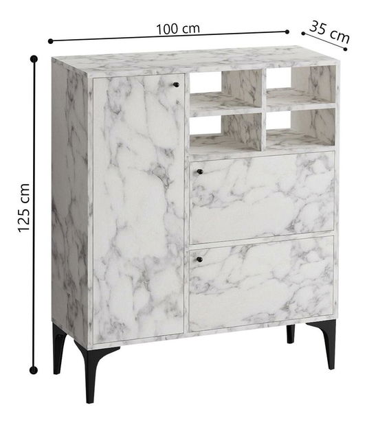 Regál Aliex 2 (mramor carrara)