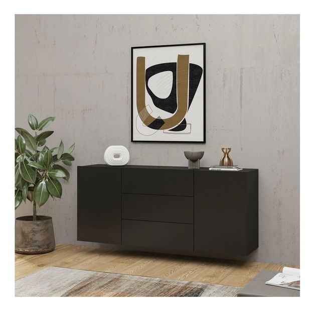 Komoda Avernic Typ Typ 26 (onyx černá + dub wotan)