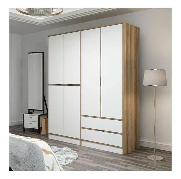 Šatní skříň Erich 3 (ořech + bílá)