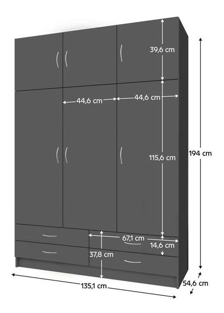 Šatní skříň Granulados (grafit)