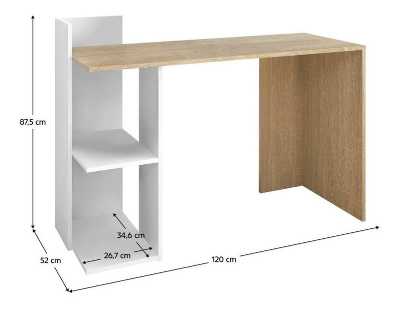 PC stolek Zunno (bílá + dub sonoma)
