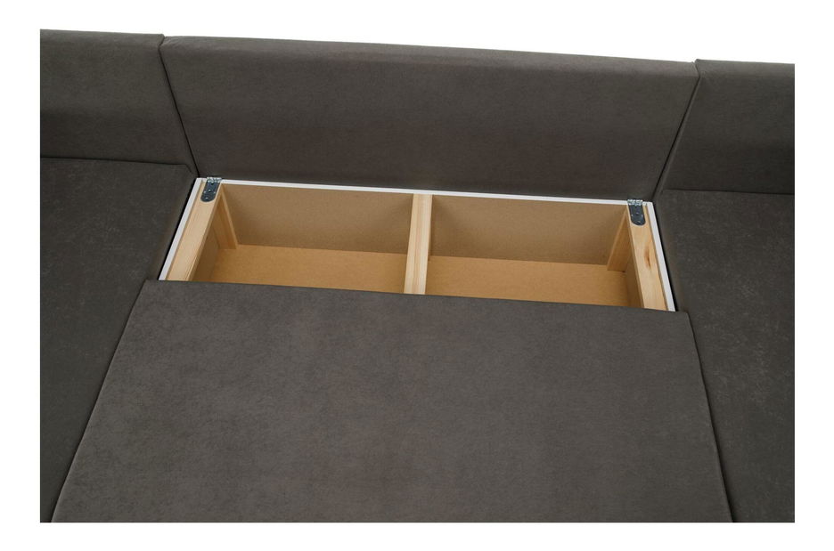 Rohová sedačka ve tvaru U Paulati (šedá + černá) (rozkládací s úl. prostorem)