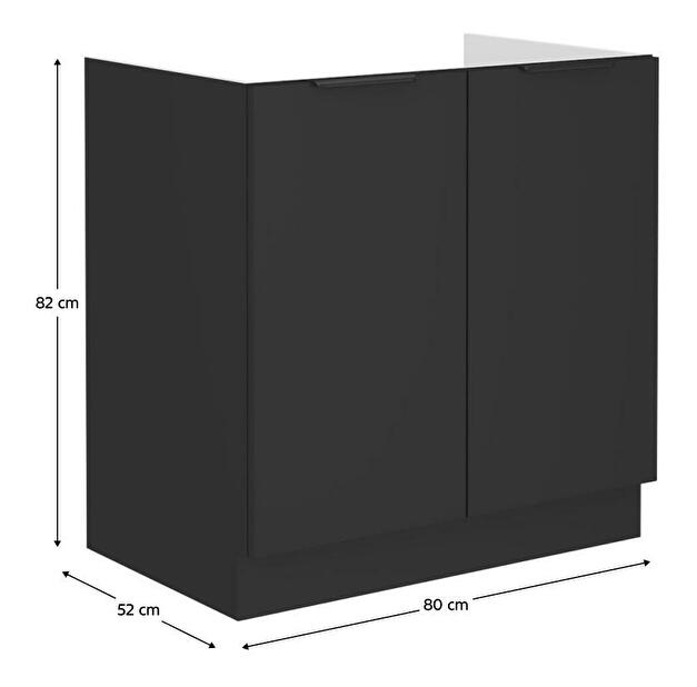 Dolní dřezová kuchyňská skříňka Sobera 80 ZL 2F BB (černá)