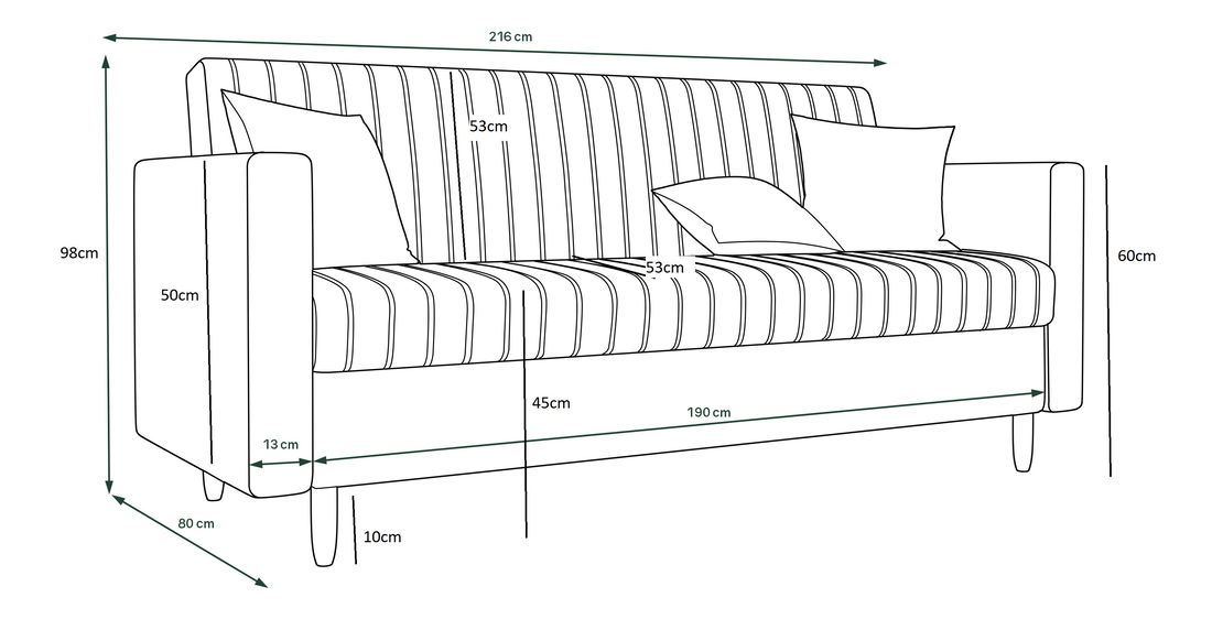 Pohovka trojsedačka Meadow (modrá)