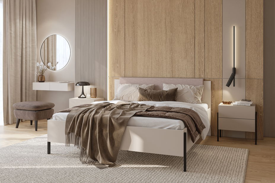 Manželská postel 160 cm Juka (kašmír) (s úložným prostorem)