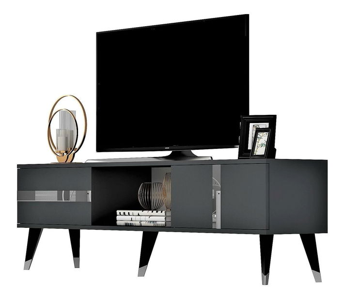 TV stolek/skříňka Vekika 2 (antracit + stříbrná)