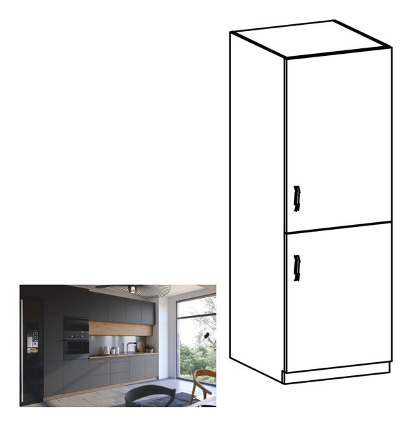 Potravinová kuchyňská skříňka D60R Langari (dub artisan + šedá matná) (P)