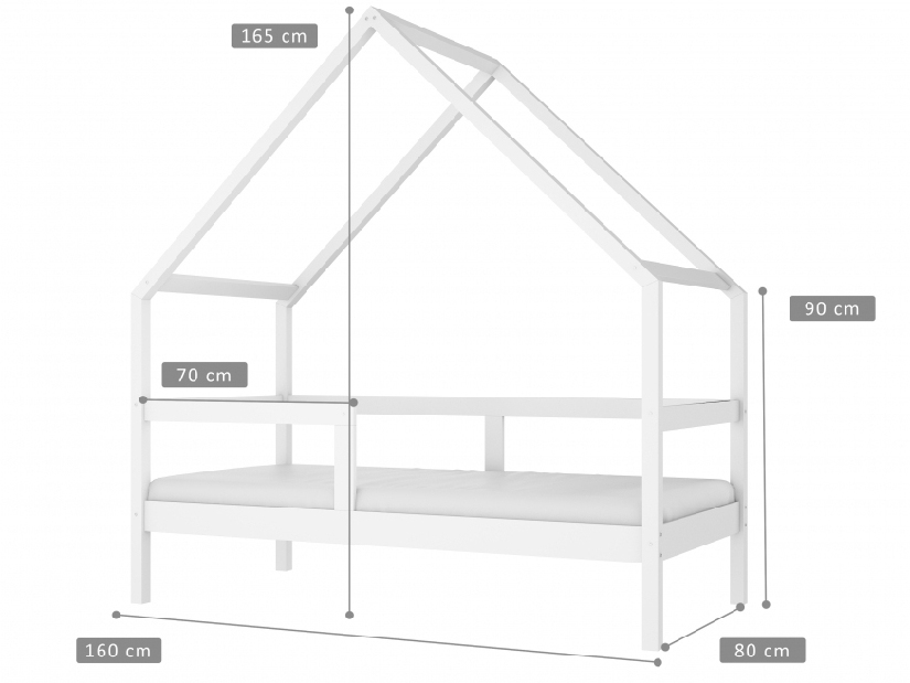 Dětská postel 80 cm Pamuk (bílá) (s roštem)