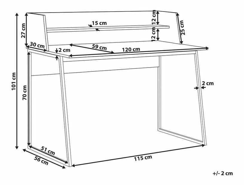 PC stolek Gabby (světlé dřevo)
