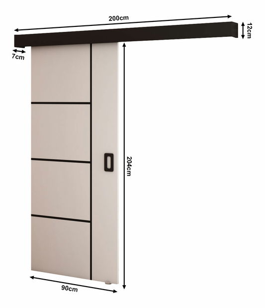 Posuvné dveře 90 cm Bethany V (bílá matná + černá matná)