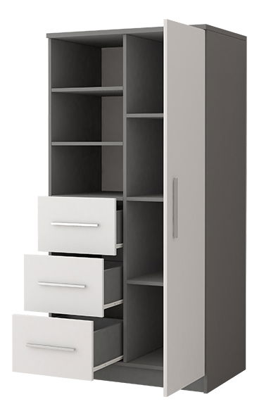 Šatní skříň Oleg II (bílá + šedá)