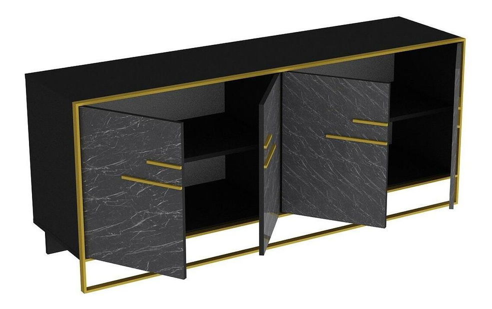 Skříňka Poppy (černá + zlatá)