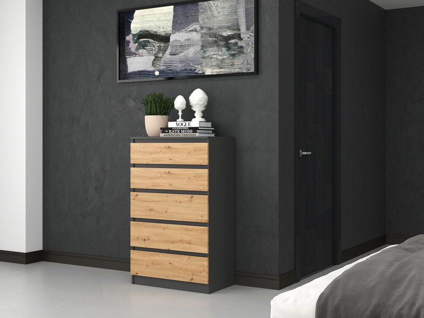 Komoda Musecalo 4 (antracit + dub artisan)