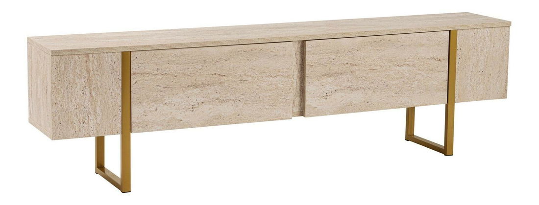 TV skříňka Seronitta (travertin + zlatá)