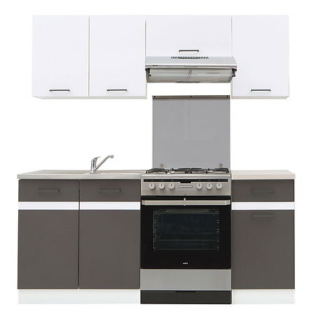Kuchyňe BRW Junona line 180 cm (Bílý lesk + Šedý wolfram + Bílá)