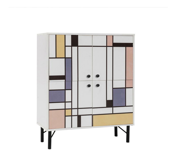 Skříňka Maluxe (bílá + hnědá + purpurová + žlutá)