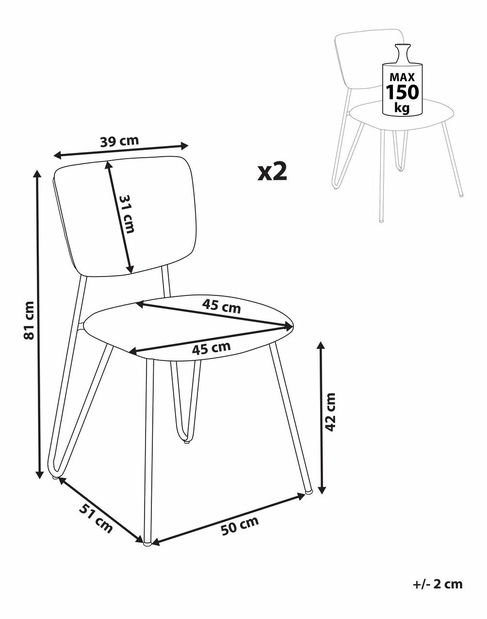 Set 2 ks jídelních židlí Nelza (zelená)