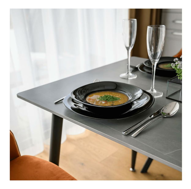 Jídelní stůl Fresia 1 (šedý mramor + černá) (pro 4 osoby)